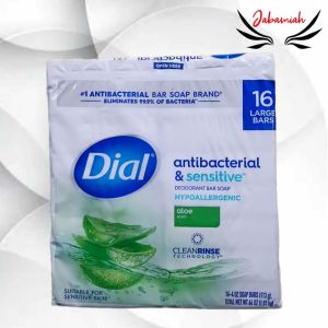 Pack of 16 Bars Dial Antibacterial&Sensitive Aloe Deodorant bar soap total net 1.81kg (113g each)