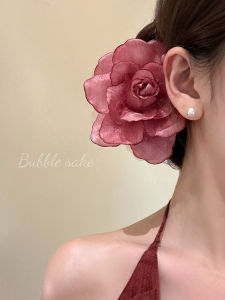 New Chinese Style Wine Stained Rose Hair Clip Womens Fairy Tale Side Bangs Hair Clip Beach Hair Accessories Ethnic Style