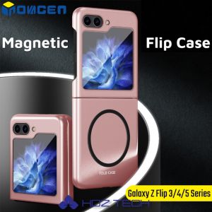 INOVAGEN untuk Samsung Galaxy Z Flip 5Flip 4 Flip 3 sarung telefon magnetik sentuhan kulit bayi sokongan pengecasan tanpa wayar perlindungan penuh PC cap jari tahan