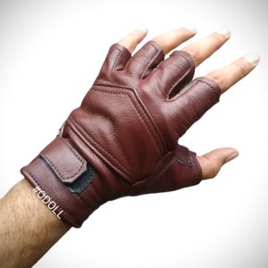 sarung tangan motor kulit domba asli untuk touring dan gym nyaman dipakai half dan full finger warna merah maroon | odoll leather