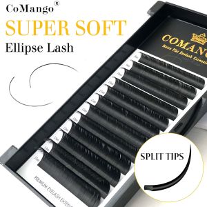 12 Rows Matte Grey Black 0.15 0.20 Flat Ellipse Split Tips C/D Curl Lashes Super Natural Soft Faux Mink Natural Lashes Cosmetics
