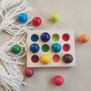 Wooden Montessori Toys Color Sorting Balls Game with Peg Board Rainbow Color Matching Toys 6 12 Pcs Activities Balls Preschool Learning Education for Toddlers