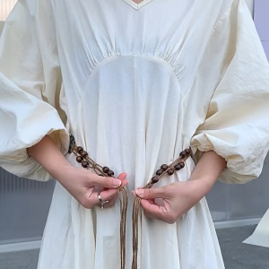 ผู้หญิง เครื่องประดับเอว โบฮีเมียน เชือกผูกเอว ย้อนยุค เข็มขัด ทอ อเนกประสงค์