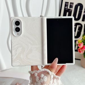 Ripple Leather Magnetic Wireless Charging Phone Case for Samsung Galaxy Z Fold 8 Fold8 Shockproof Hinge Protective Hard Cover