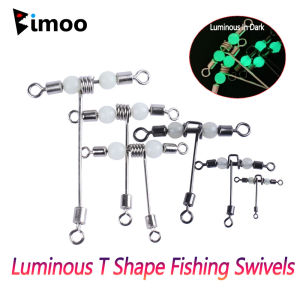 Bimoo10pcs T Shape Fishing Swivels W/ Luminous Beads Cross-line Rolling Swivel 3 Way Swivel Sea / Lure Fishing Rigs Connector