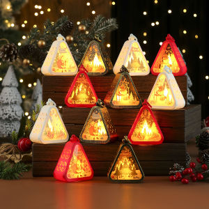 11CM Christmas Resin Village Houses Christmas Ornament Resin Micro Landscape House Luminous Lamp Christmas Gift