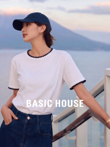 Basic House | Round Neck Wavy Hem T-Shirt Short Sleeve