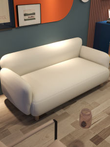 AISHANGSHUYA | Minimalist Cream Color Double Small Sofa Cat-Resistant Fabric For Hotel Lounge