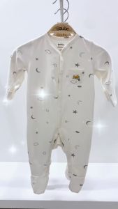 Bộ liền thân bodysuit liền tất họa tiết dễ thương cho bé sơ sinh Boube vải cotton organic thoáng mát - Size Newborn