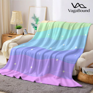 BILIBILI | Pastel Star Wave Flannel Blanket Warm Soft Halloween Christmas Decorative Couch Warm Cozy All-Season Gift