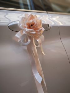Champagne Colored Silk Ribbon Rose Flower Decorations for Car Door Handles And Mirrors Butterfly Knot Wedding Celebration Supplies