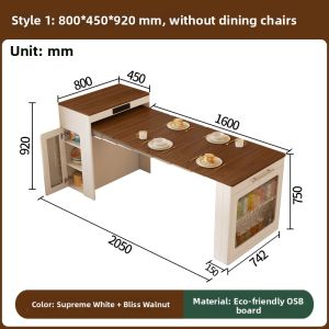 QIANGXIANG | Extendable Foldable Kitchen Island Dining Table