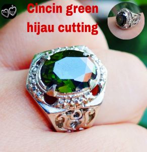 Cincin green zamrud cutting dim 12 mm ring terlaris