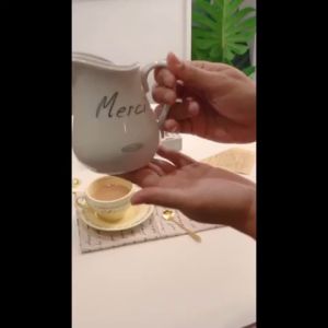 Merci Ceramic Aesthetic Water Jug Ala Korea Homecafe/Vintage Retro Milk Pitcher/Gelas Susu Kopi Teh Gula Cair Estetik