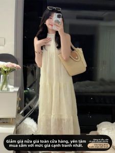 CAOZIMUYI | Đầm Maxi Elegance Phong Cách Pháp Không Tay Cổ Tròn