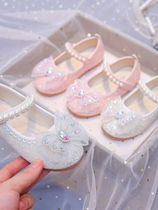 Giày Đơn Pha Lê Công Chúa Cho Bé Gái Giày Thường Ngày Mùa Xuân Thu Giày Da PU Cho Bé Gái Từ 3-12 Tuổi Dây Đeo Giày Dán