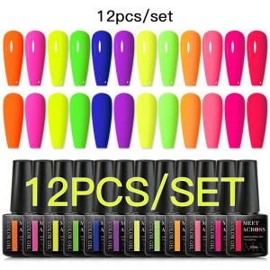 12pc Nail Gel Polish Set All-Season Fluorescent Nail Art DIY Vernis Semi Permanent HEMA Free UV/LED Painting Gel Manicure Kits