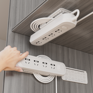 Wall-Mounted Cable Organizer Fixed Socket Extension Board Holder No-Drilling Needed Bedroom Storage Solution Plastic Material