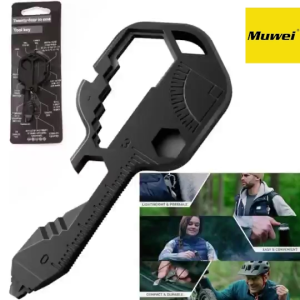 24 in 1 Multifunctional Keychain Tool Pocket Bottle Opener Keychain Stainless Steel Screwdriver Pendant Adjustable Mini Wrench Key Ring Outdoor Portable Universal Tools