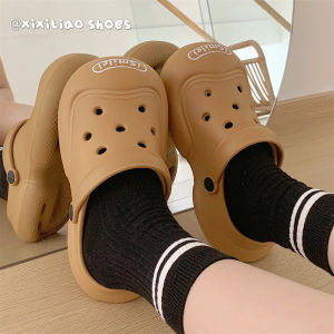 Funny Big Eyes DIY Hole Hole Shoes Men Women Summer Outdoor Anti-Slip Couple Slippers Korean Style Low Heel Flat Bottom EVA