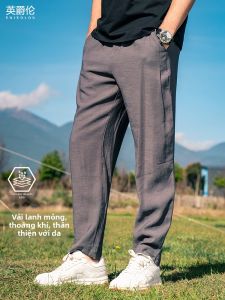Enjeolon | Lightweight Breathable Linen Casual Long Pants with Elastic Waist