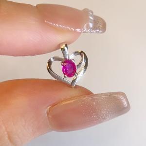LAZO DIAMOND Love Swirl Ruby Pendant in 375/9K White Gold