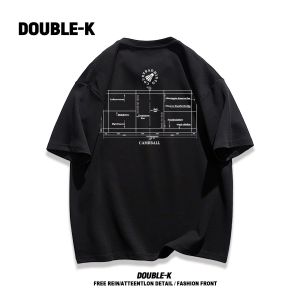 ลมสบายๆ Wen Xun ยี่ห้อผู้ชายและผู้หญิงครึ่งแขนเสื้อยืดฤดูร้อนสไตล์ Feather Shuttlecock Theme ผ้าฝ้ายอเนกประสงค์แฟชั่น