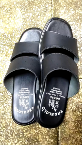 Sandal Pria Pakalolo 1913 Kulit Asli Motif Casual Gaya Pantai Warna Hitam