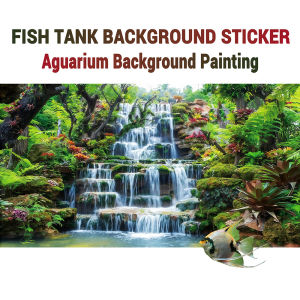 Rainforest Waterfall Fish Tank Background Painting Aquarium Sticker Reptile Tank Sticker HD Self-Adhesive Landscape Orname