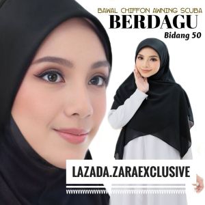 [ Berdagu ] Bidang 50 Tudung Bawal Instant Chiffon Awning Scuba Berdagu / Bawal Instant Chiffon Awning Scuba Berdagu