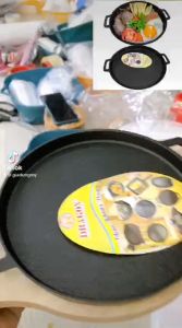 Chảo gang tròn có 2 quai Vạn Lợi chống dính đổ bánh xèo  bò bít tết bò né tiện dụng đa năng