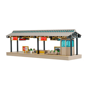 2025 New Boys Toy High Speed Railway Station Platform Model Childrens Assembly Miniature Scene Train Bus Stop Sign Blocks