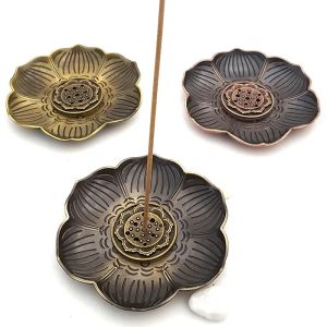 1pc Portable Alloy Lotus Incense Holder 9-Hole Meditation Stick Stand Zen Home Decor (Without Incense)