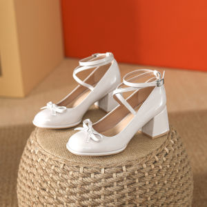 Mary Jane Wedding Shoes 2025 New round Head Soft Bottom High Heels Retro Red Chinese Style Engagement Marriage Shoes Fashionable Wedding Footwear