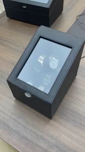 กล่องหมุนนาฬิกา 3+3 เรือน หนัง Watch Winder กล่องนาฬิกา หยุดทันทีที่เปิดฝา เกียร์ 5 แสงโดยรอบ