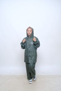 Jas Hujan Dewasa Pria dan Wanita Setelan Celana Jaket bahan PVC Axio terbaik Ketebalan 025