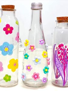Childrens DIY Hand-Painted Glass Bottle Art Area Materials Creative Drawing Flower Vase Bottle for Kids Painting Toys
