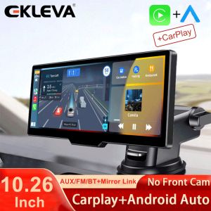 EKLEVA Universal 10.26 Inch Car Mirror Video Cellphone Navigation Wireless CarPlay & Android Auto 5G WiFi AUX Mirror Link BT Protable Player