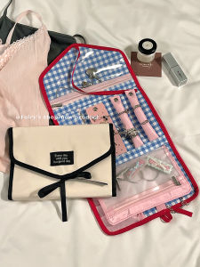 กระเป๋าเก็บเครื่องประดับแบบพกพาสำหรับการเดินทางพร้อมหีบหัวเข็มขัดสำหรับจัดระเบียบต่างหูและสร้อยคอขนาดใหญ่