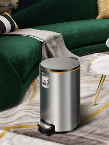 Large Size Stainless Steel Foot Pedal Trash Can for Living Room Kitchen Bedroom Toilet Paper Basket Bathroom Household Waste Bin