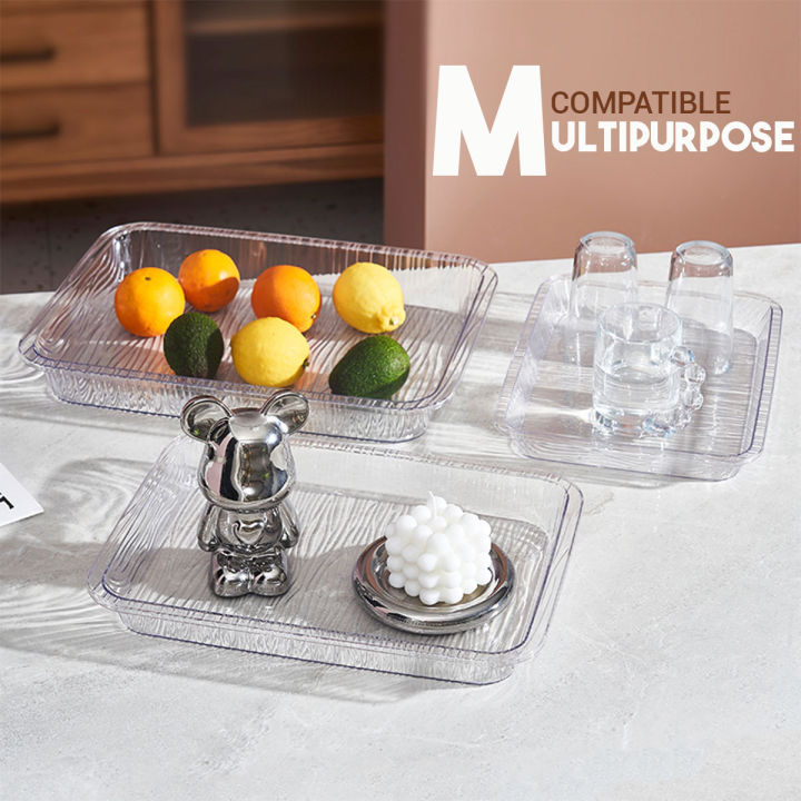 Locaupin Multifunctional Kitchen Clear Serving Food Platter Tray Salad ...