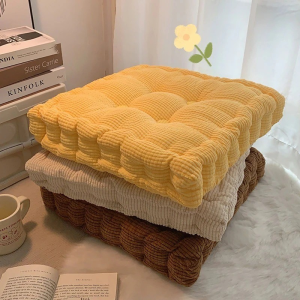 40*40cm Square Seat Cushion Corduroy Thicken Chair Pad Comfortable Tatami Seat Cushion Solid Color Square Chair Pad