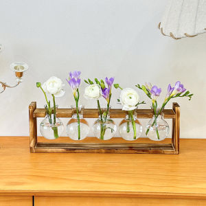 ใหม่ Bayonet หลอดไฟแจกัน Series ไม้กรอบ Hydroponic แจกันคอนเทนเนอร์อ่างล้างหน้าสํานักงานตกแต่งตกแต่งบ้าน