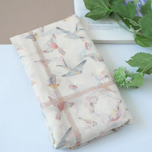 Flying Bird and Butterfly Spring and Summer Scarf Quiet Artsy Painting Style Cotton and Linen Scarf Fresh Japanese Summer Shawl