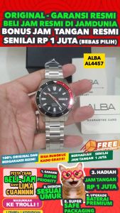 ALBA ORIGINAL - ALBA AL4457 X1 ALBA AL4457X1 Men CT - Silver - Stainless Steel - Diameter 4.5CM- Water Resist 200 Meter - Jamdunia / Jam dunia JD18 # Jam Tangan Pria Jam Pria Jam Tangan Anti Air + ALBA AL44 57 AL 44 57 X1 AL4 S003