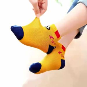 5 Pairs/set Childrens Football Socks For Boys Summer Thin Mesh Breathable Child Sports Letters Short Kids Teenager Socks 1-14Y