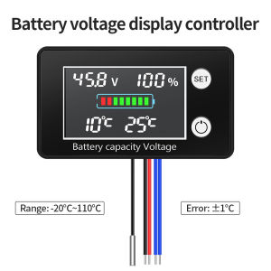 DC10-100V มิเตอร์แบตเตอรี่เครื่องทดสอบแรงดันไฟฟ้า PO4อายุการใช้งานกรดลิเทียมตะกั่วที่แบตเตอรี่ตัวบอกความจุพร้อมเซ็นเซอร์ควบคุมอุณหภูมิ