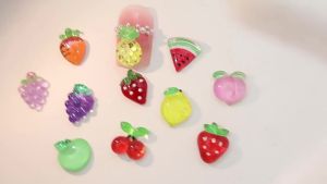 50Pcs Mix Resin Summer Fruit Nail Art Charms Cute 3D Cherry Strawberry Watermelon Peach Decoration DIY Crafts Nails Accessories