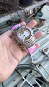 đồng hồ si Nhật cho nữ và bé thương hiệu Casio dây dù màu hồng siêu xinh