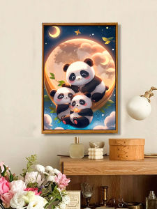 Panda Flower Family DIY Digital Oil Painting Kids Hand-Painted Filling Painting Acrylic Oil Painting Decorative Hanging Painting